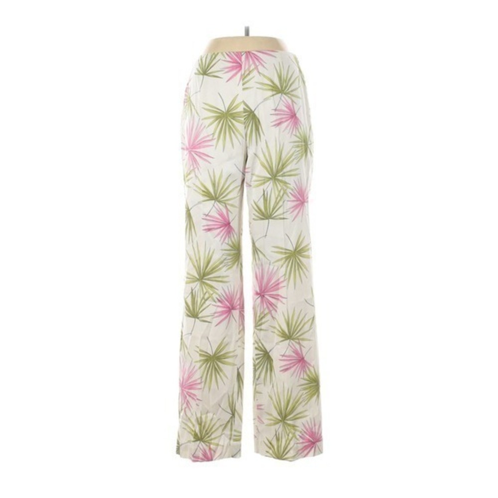 Talbots vintage tropical print white silk pants